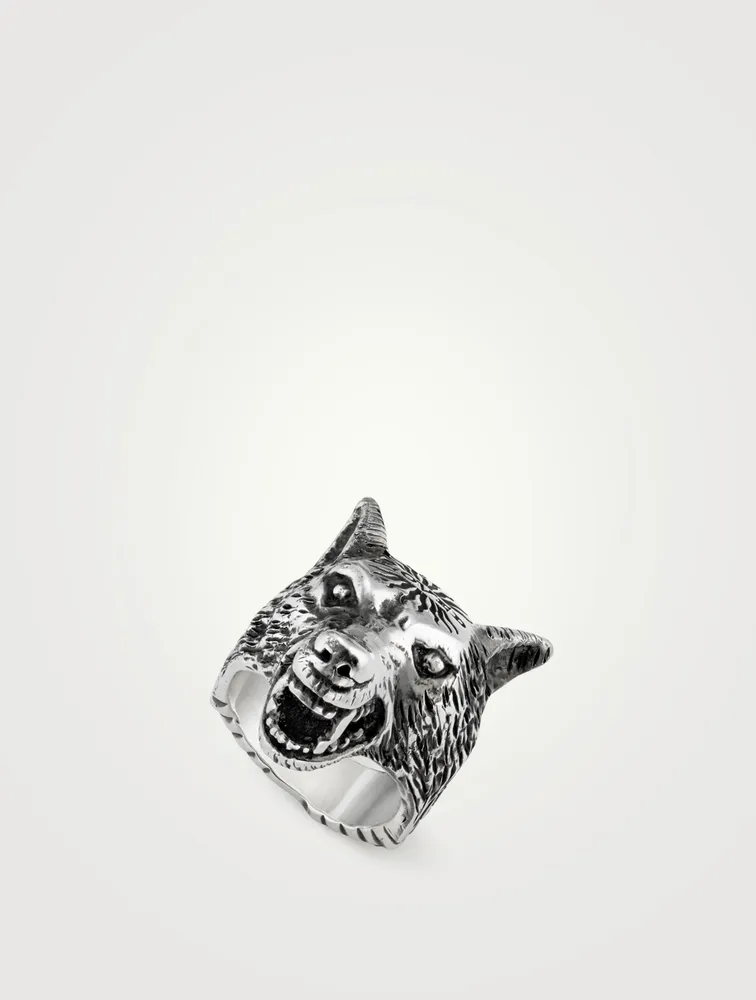 Anger Forest Sterling Silver Wolf Head Ring