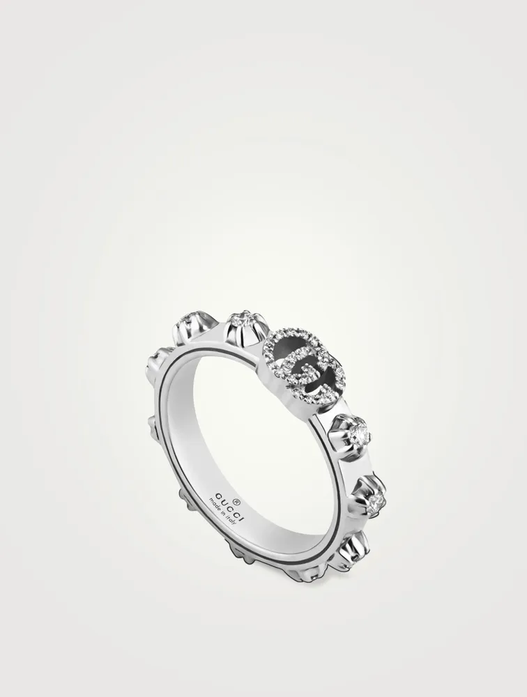 GG Running 18K White Gold Ring With Diamonds