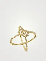 GG Running 18K Gold X Ring With Diamonds