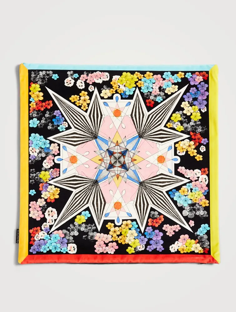 Flowers Galaxy Velvet And Cotton Cushion