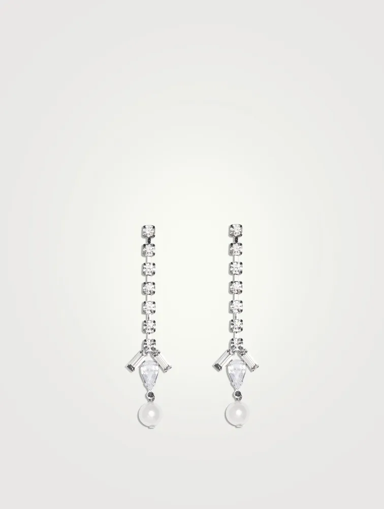 Drop Earrings With Faux Pearls And Crystals