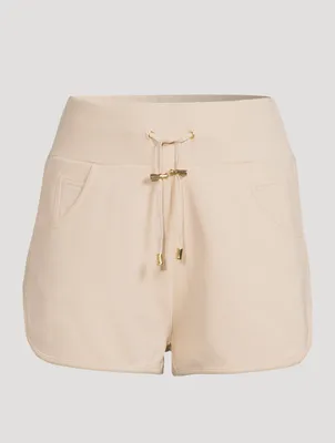 Cotton Sweat Shorts With Flock Logo