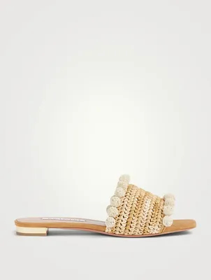Woven Raffia Slide Sandals