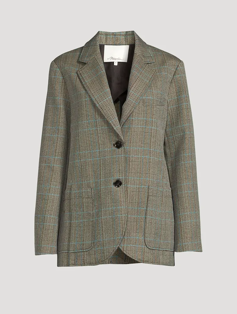 Slit Blazer Check Print