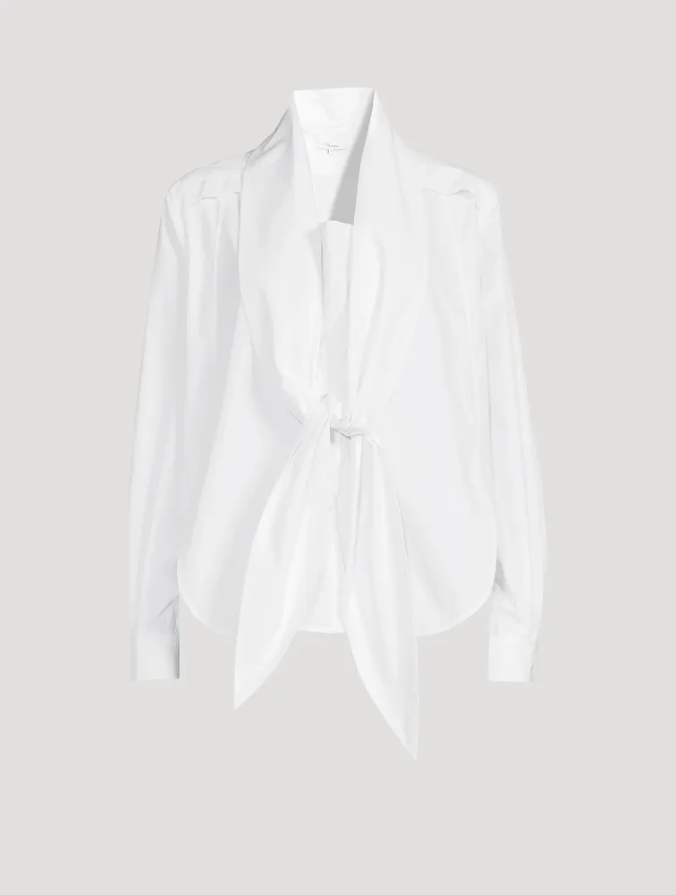 Cotton Poplin Tie-Front Shirt