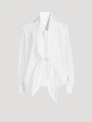 Cotton Poplin Tie-Front Shirt