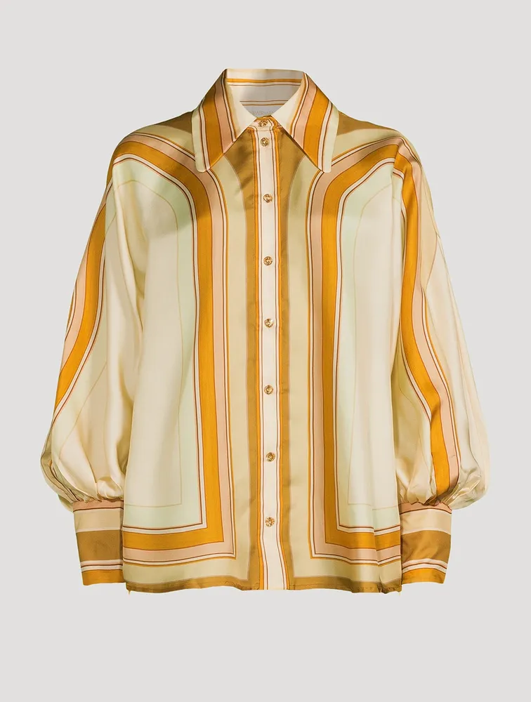 Temp Silk Poet Shirt Stripe Print