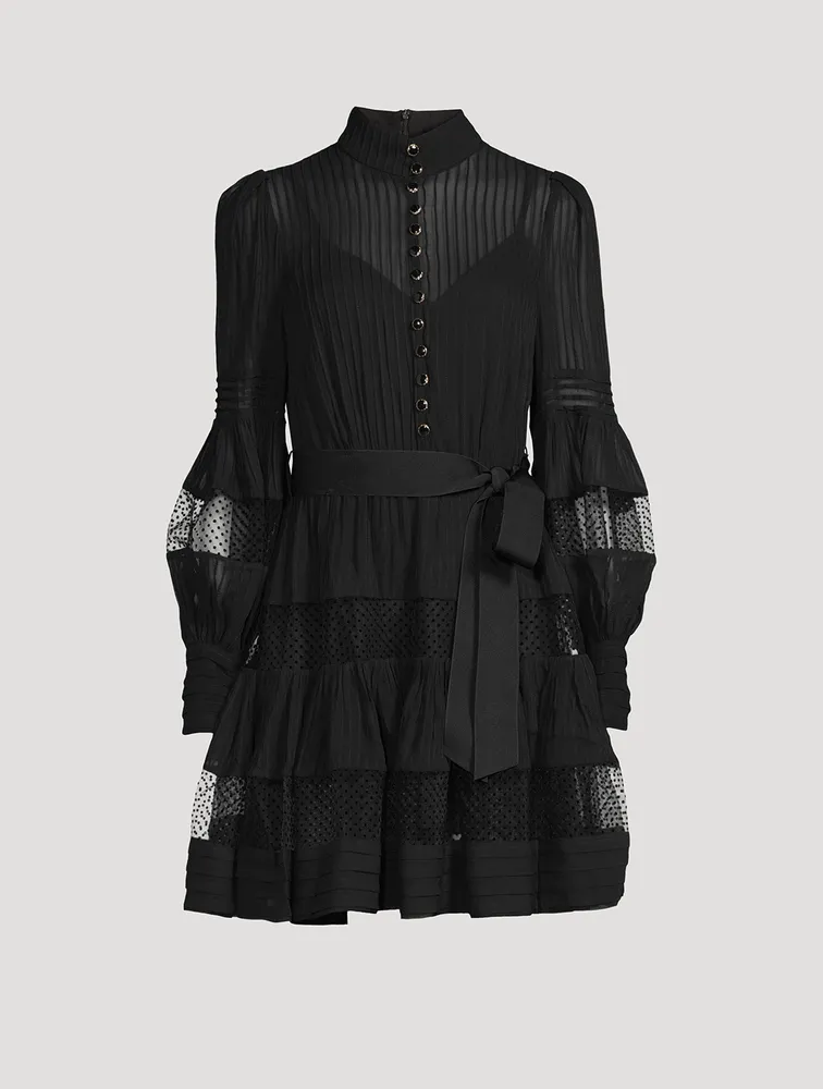Spliced Mesh Mini Dress