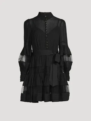 Spliced Mesh Mini Dress