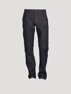 Contrast Stitch Straight-Leg Jeans