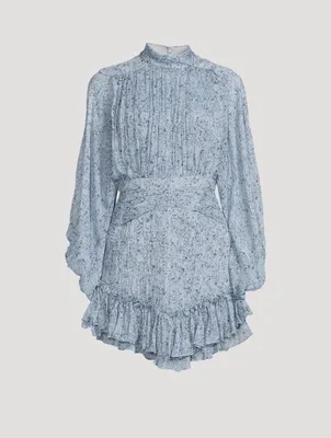 Harmony High-Neck Ruched Mini Dress
