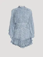 Harmony High-Neck Ruched Mini Dress