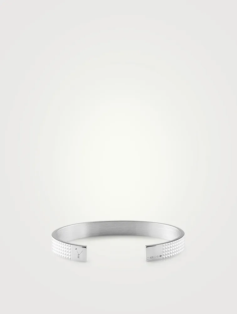 23g Polished Sterling Silver Pyramid Guilloché Bracelet