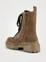 Suede Combat Boots With Monili