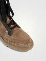 Suede Combat Boots With Monili