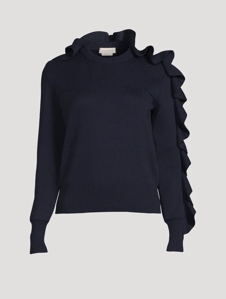 Wool And Cotton Ruffles Sweater