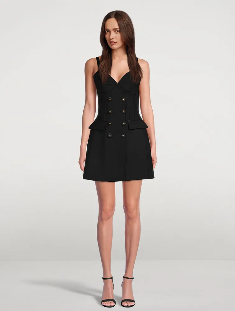 Wool Gabardine Bustier Dress