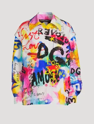 Convertible Jacket Graffiti Print