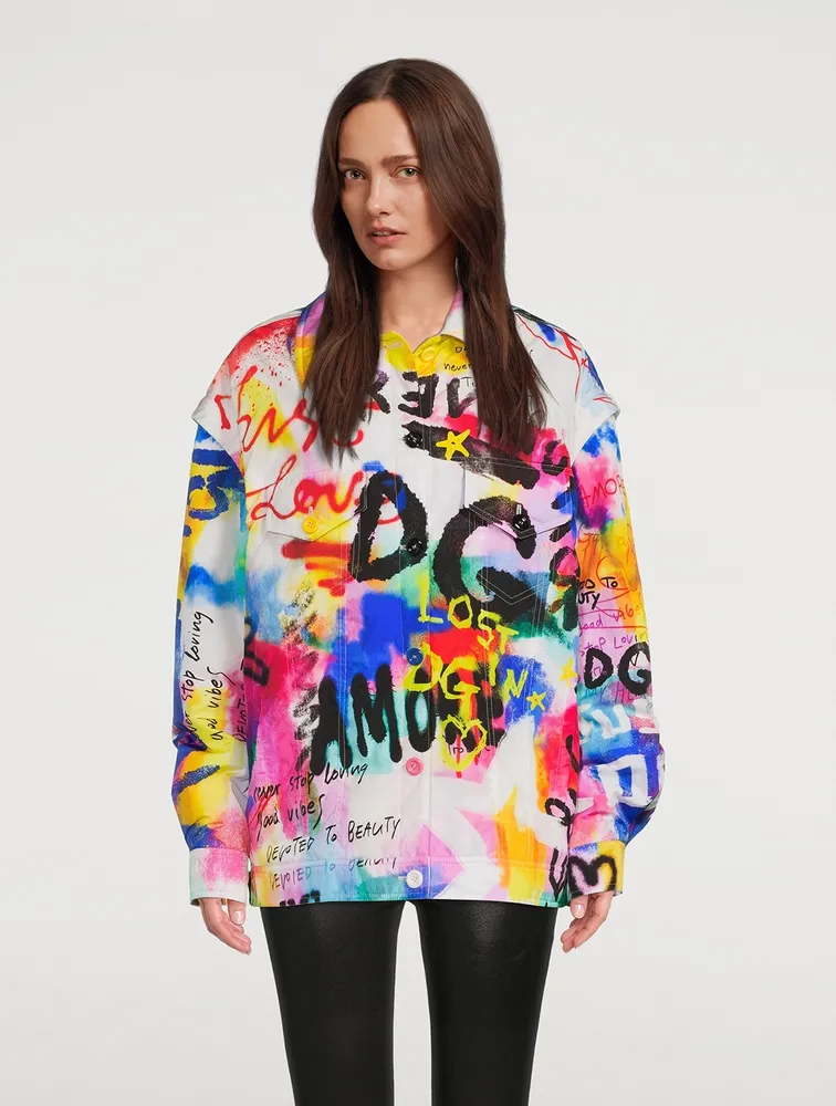 Convertible Jacket Graffiti Print