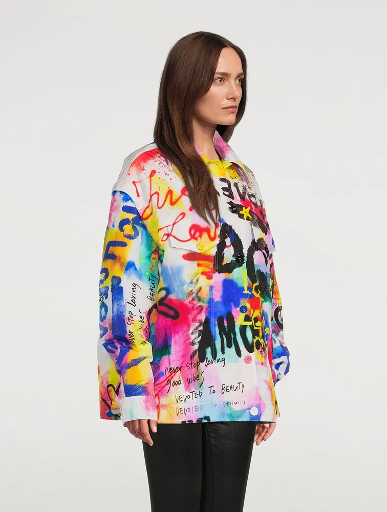 Convertible Jacket Graffiti Print