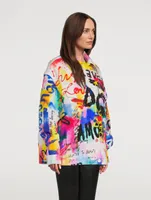Convertible Jacket Graffiti Print
