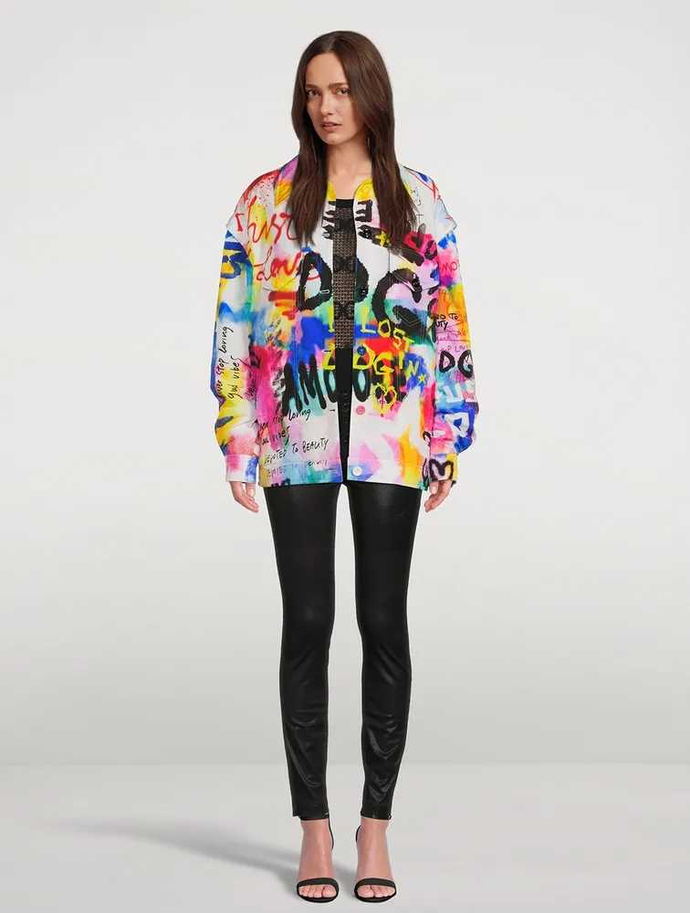 Convertible Jacket Graffiti Print