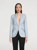 Wool Peak-Shoulder Blazer