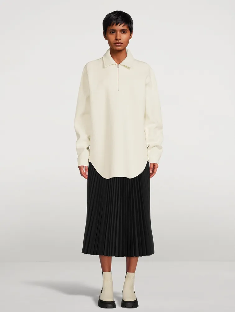 Cotton And Wool Quarter-Zip Shirt