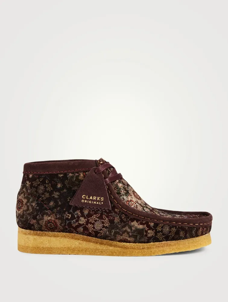 Wallabee Velvet Lace-Up Boots Floral Print