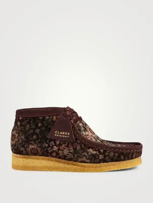 Wallabee Velvet Lace-Up Boots Floral Print