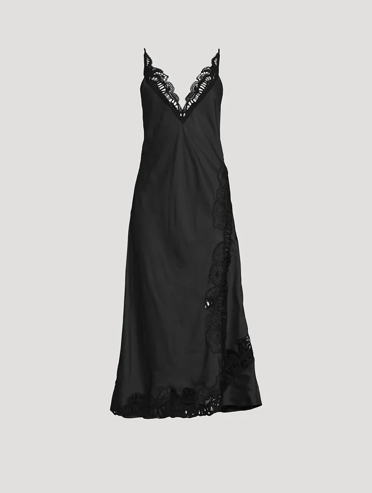Lace-Trimmed Slip Dress