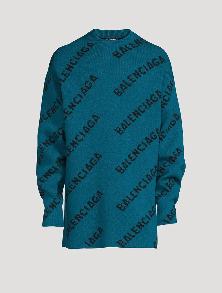 Wool Crewneck Sweater Logo Print