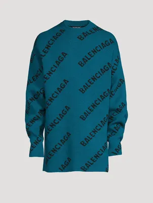 Wool Crewneck Sweater Logo Print
