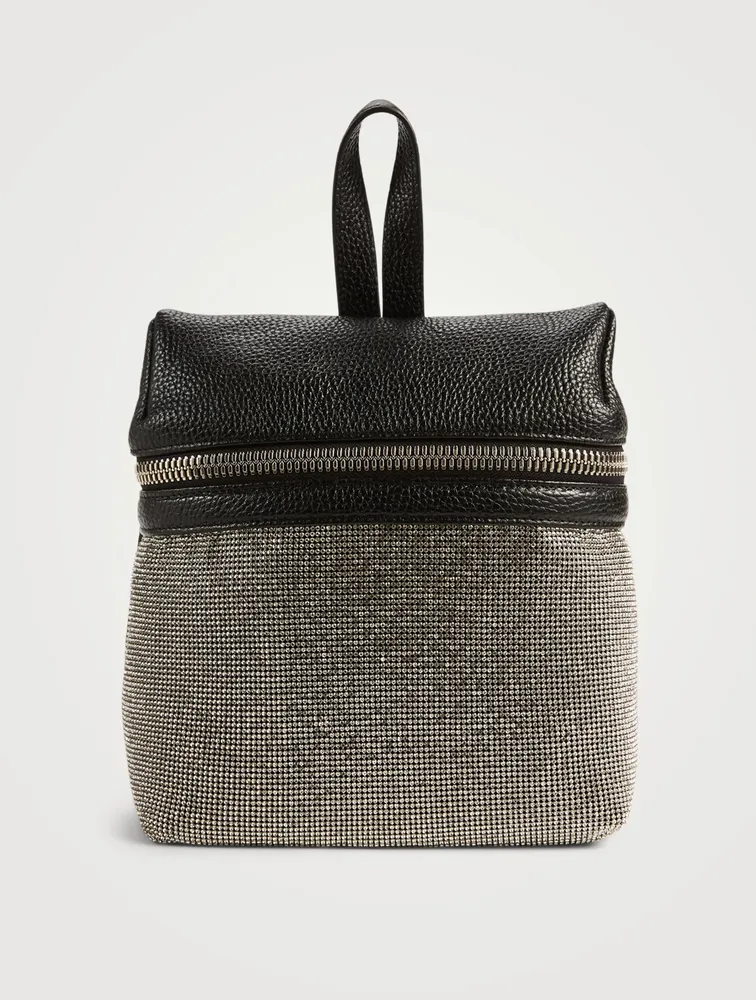 Small Crystal Mesh And Leather Backpack