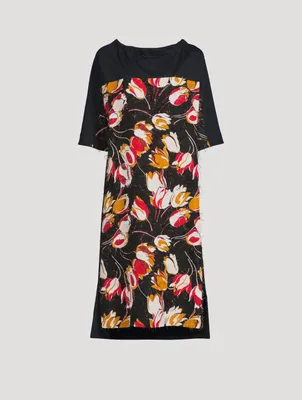 Organic Cotton Jersey Midi Dress With Bow