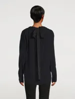 Asymmetrical Satin Shirt With Bow