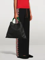 Drawstring Pants With Check Jacquard Stripe