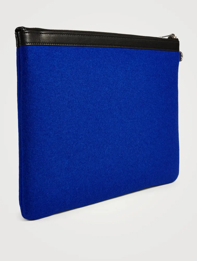 Felt And Leather Rive Gauche Zippered Pouch