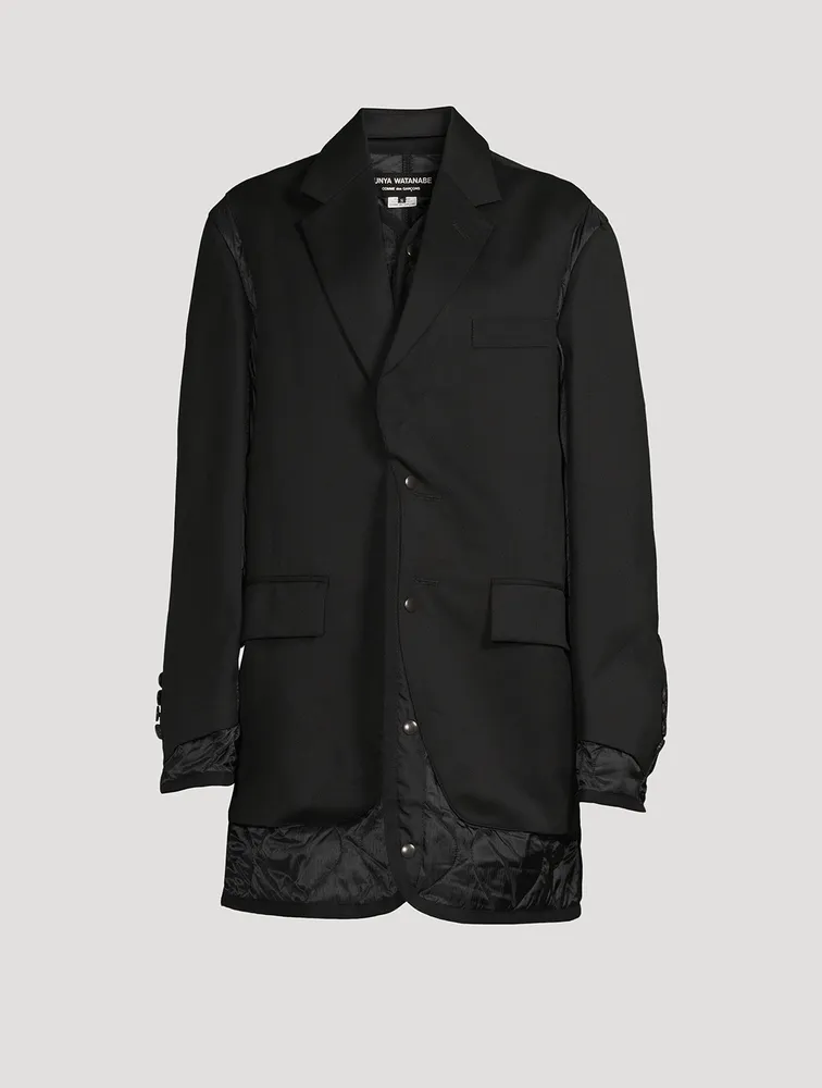 Wool Gabardine Blazer With Quilted Detail