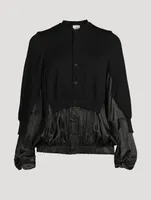 Wool Cardigan With Houndstooth Detail