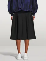 High-Waisted Wool Gabardine Midi Skirt