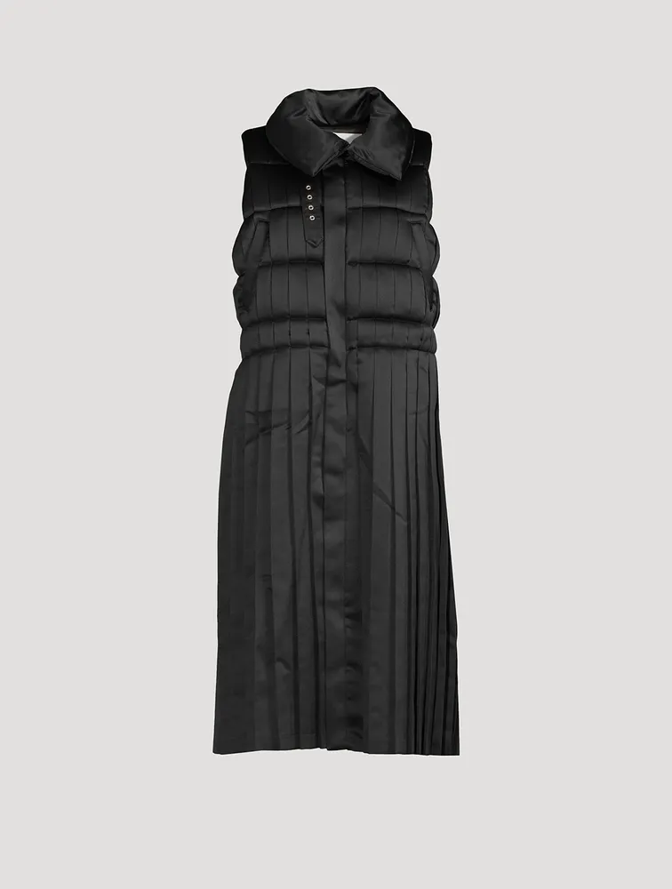 Padded Satin Pleated Vest
