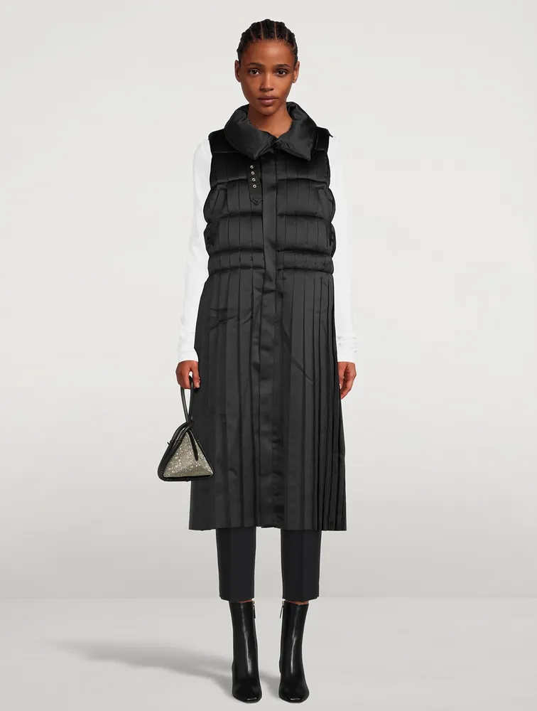 Padded Satin Pleated Vest