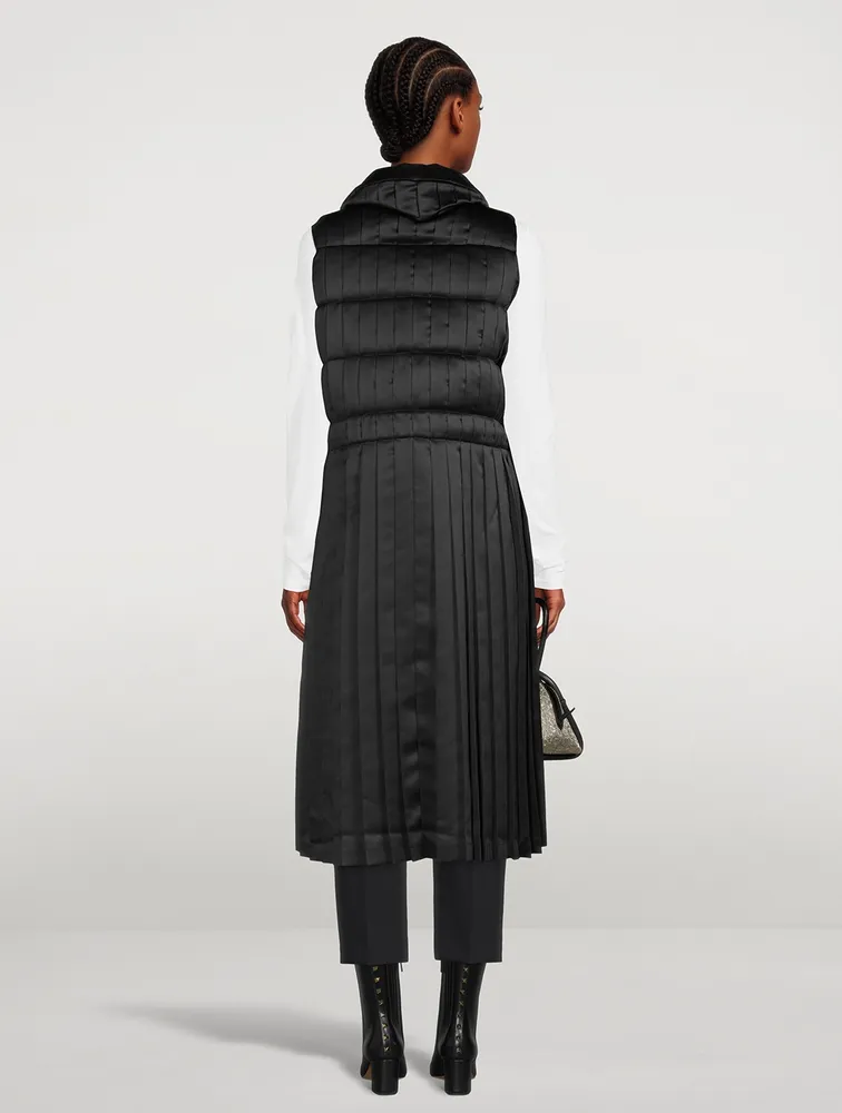 Padded Satin Pleated Vest