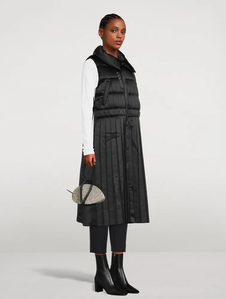 Padded Satin Pleated Vest