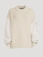 Bomber-Sleeve Rib-Knit Sweater