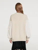 Bomber-Sleeve Rib-Knit Sweater