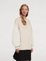 Bomber-Sleeve Rib-Knit Sweater
