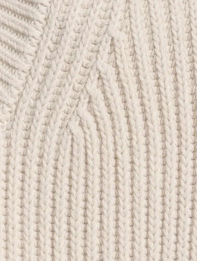 Bomber-Sleeve Rib-Knit Sweater
