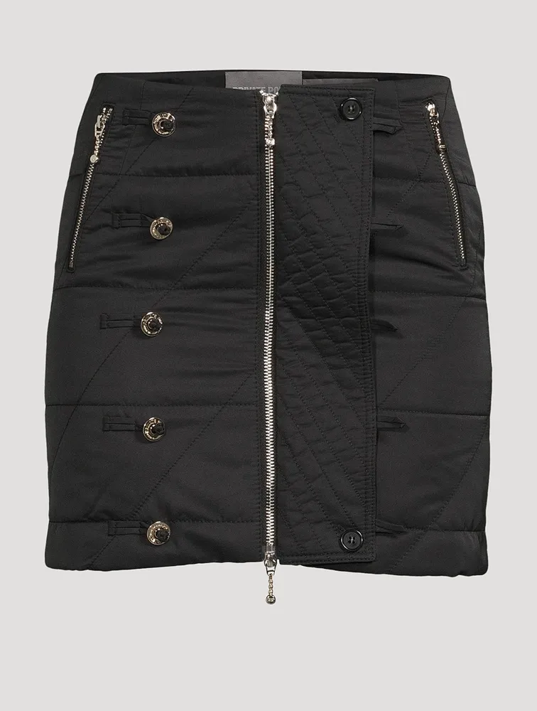 Qipao Zip-Front Quilted Mini Skirt